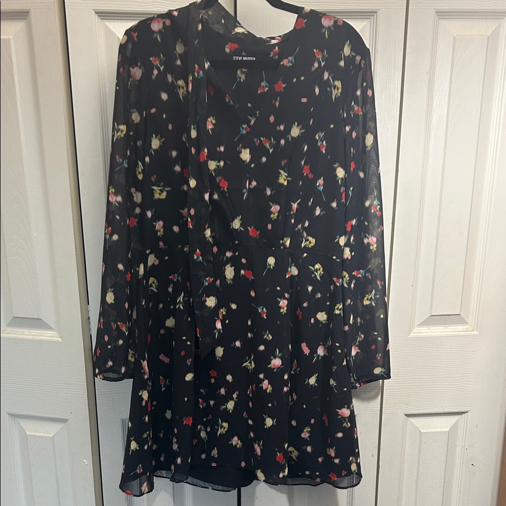 Steve Madden Black Floral Women's Coat